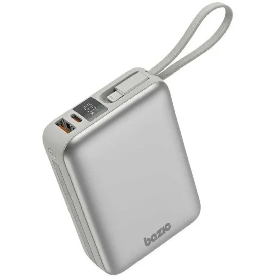 Bazic Gopower Fusion Mini 20K, 3In1 20000Mah Powerbank With Built-In Usb-C And Lightning Cable - Pebble